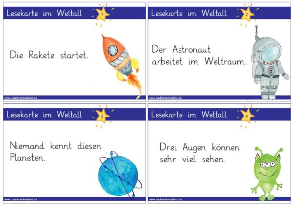 Lesekarten Weltall