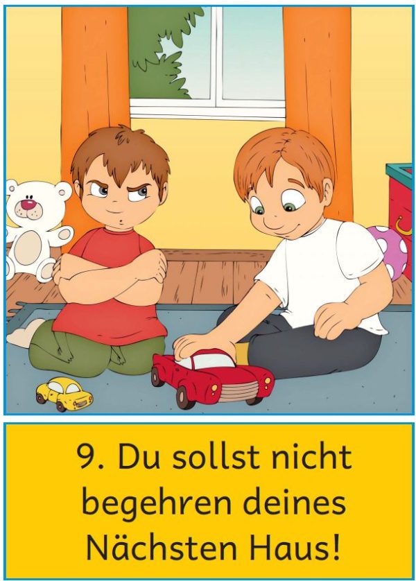 Bildkarten und Ausmalbilder zu den 10 Geboten