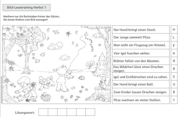 5 x Bildlesetraining Herbst