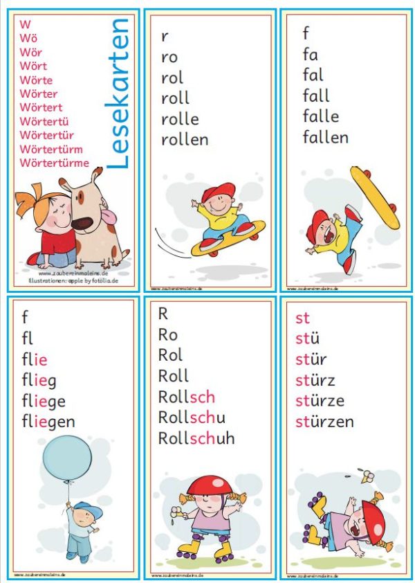 Lesekarten Wörtertürme 1