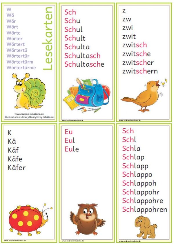 Lesekarten Wörtertürme 4