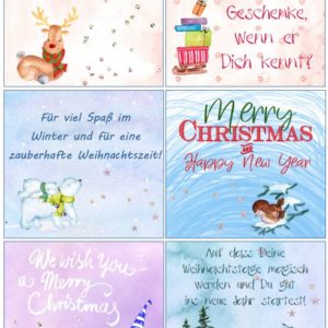 36 universelle Grußkärtchen zu Weihnachten oder für die Winterzeit