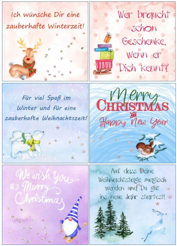 36 universelle Grußkärtchen zu Weihnachten oder für die Winterzeit