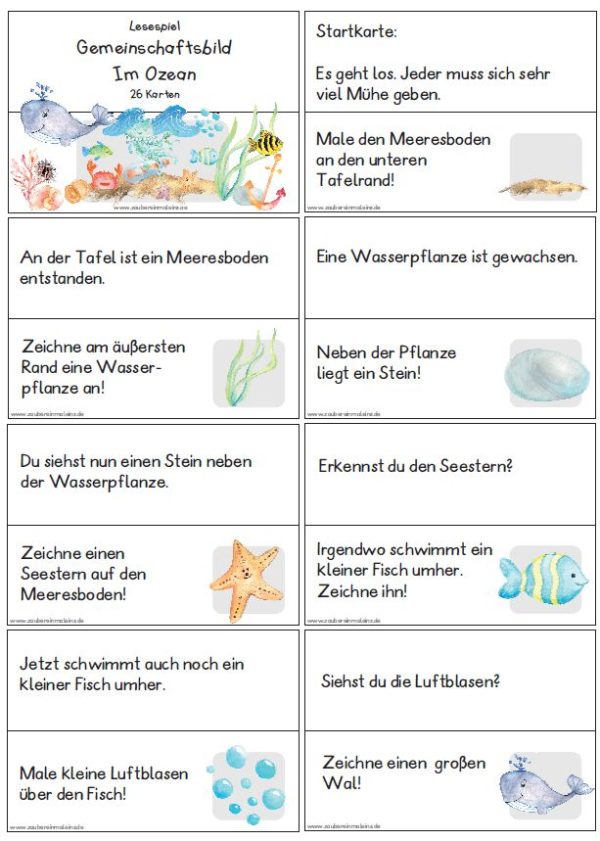 Lesespiel Gemeinschaftsbild Ozean