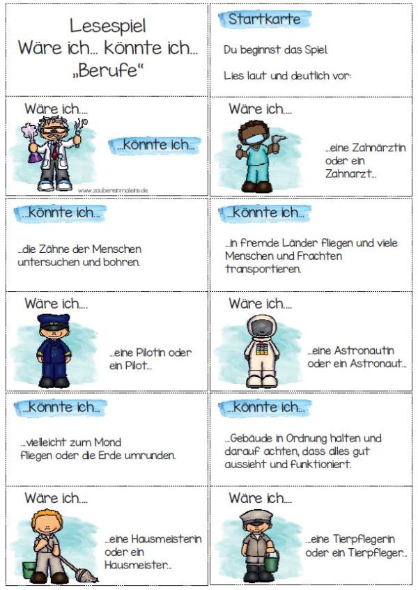 Lesespiel: Wäre ich ... könnte ich - Berufe