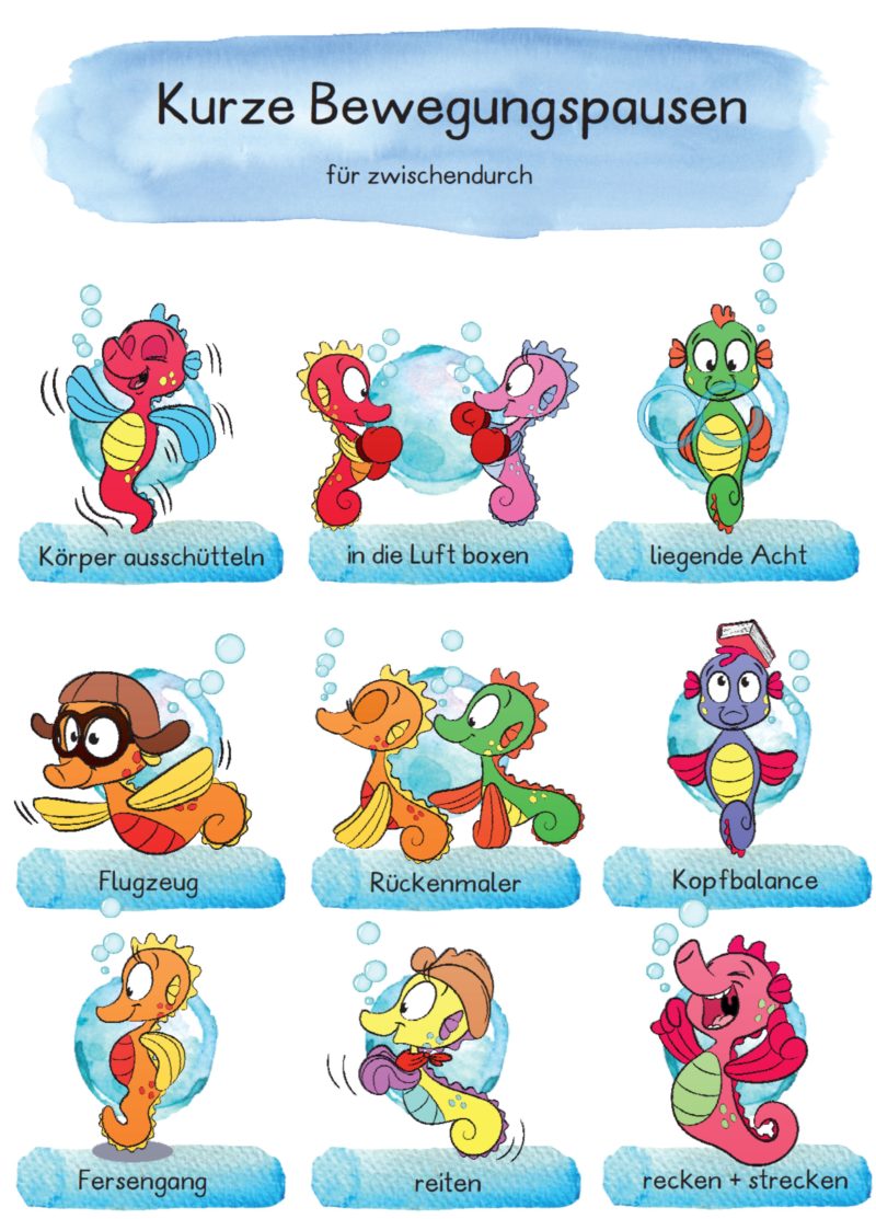 Bewegungsplakat kompakt – Seepferdchen – Zaubereinmaleins Shop