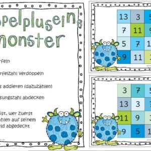 Mathespiel "Doppelpluseinsmonster" - Zahlenraum bis 20