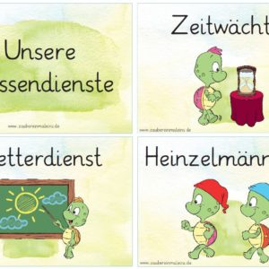 46 Klassendienste - Schilder mit Schildkröten