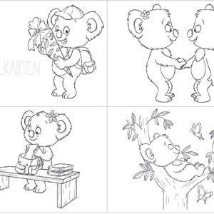 15 DIN A6 Ausmalkarten Koalas