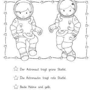 10 Kopiervorlagen: lesen und malen "Im Weltraum"