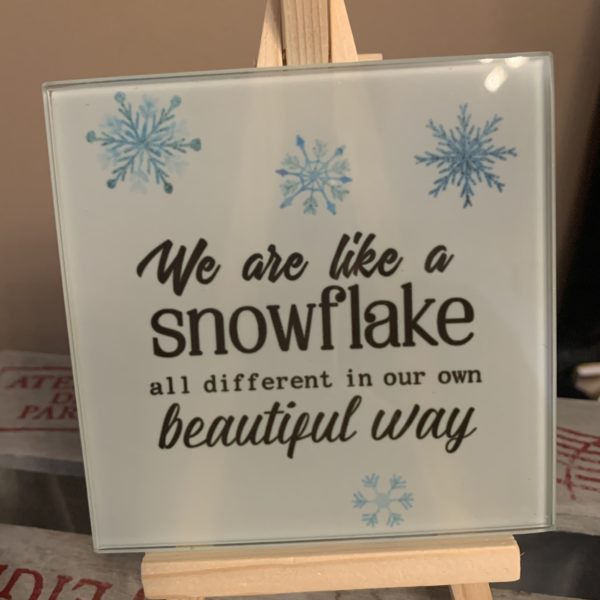 Glasfliese (Dekoration oder Untersetzer): Snowflake