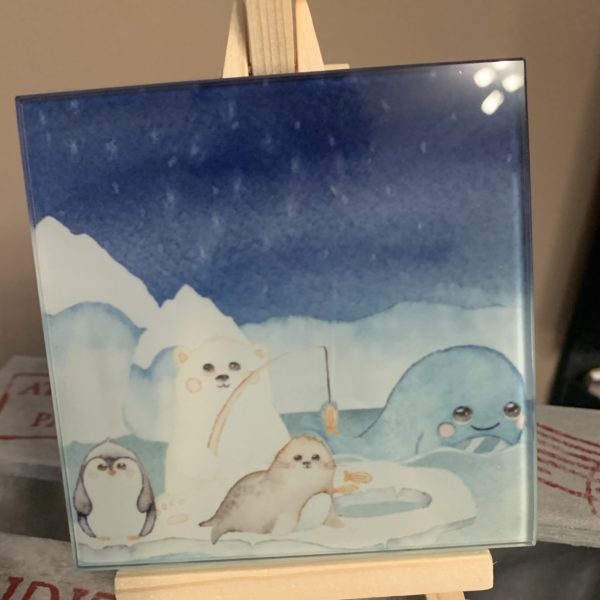 Glasfliese (Dekoration oder Untersetzer): Polarfreunde