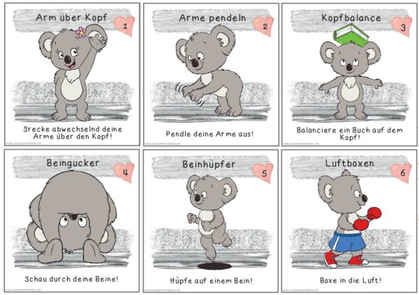 Lesekärtchen Koala-Fitness