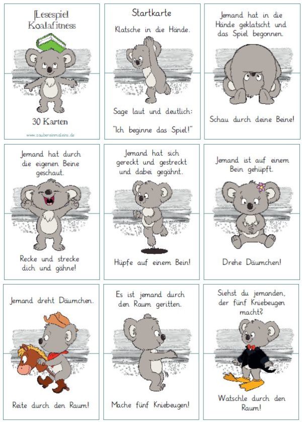 Lesespiel: Koalafitness