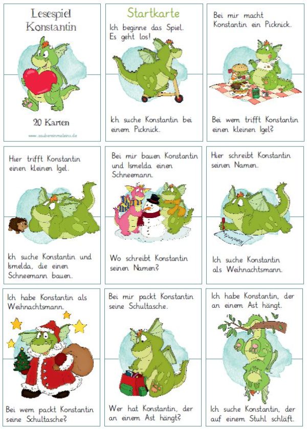 Lesespiel Konstantin - 20 Karten
