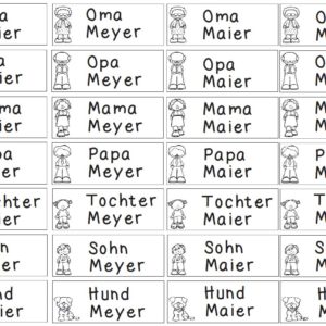 Gruppeneinteilungskärtchen: Familie Meyer