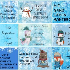 27 Minigrußkärtchen zur Winter- und Weihnachtszeit