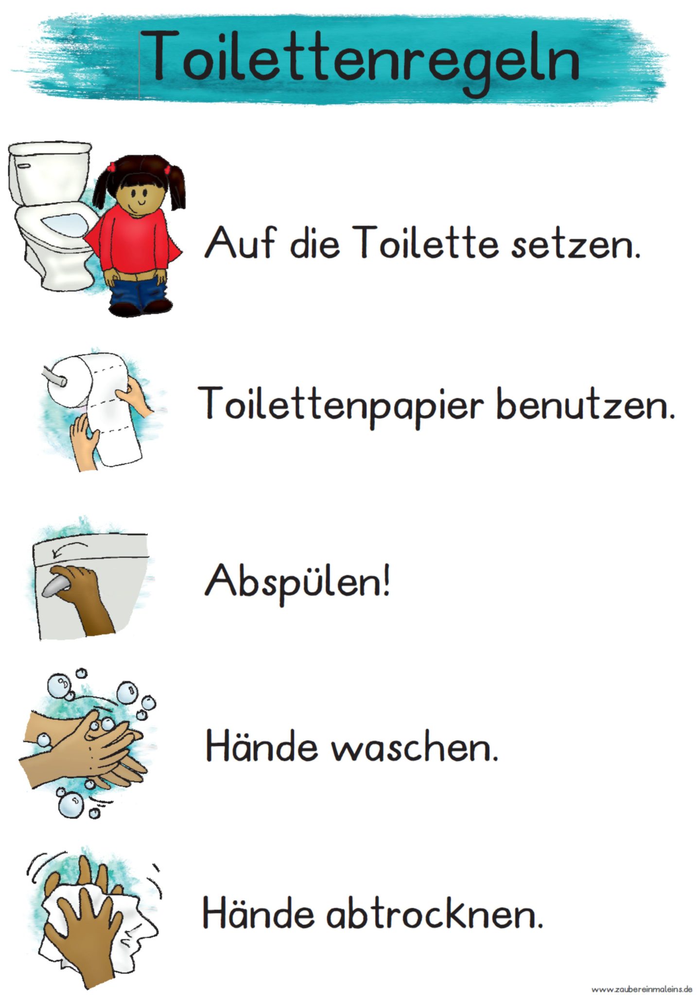 Aushänge Toilettenregeln – Zaubereinmaleins Shop