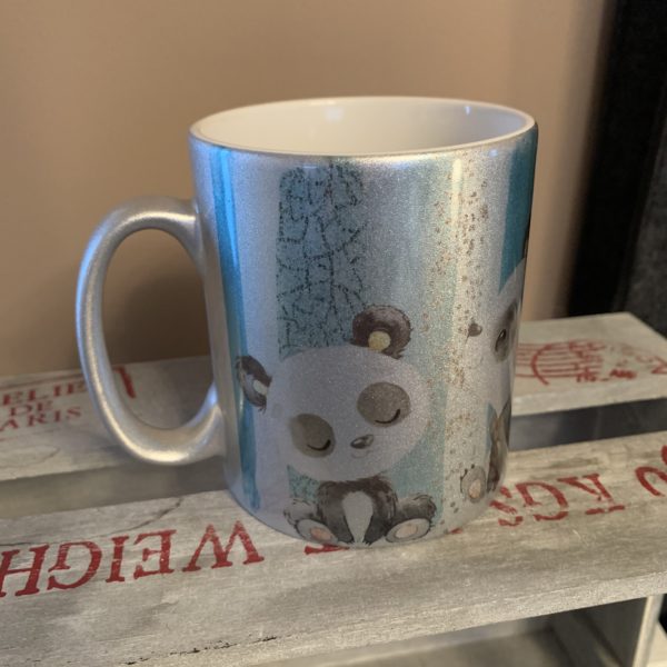 Keramiktasse metallic silber: Panda
