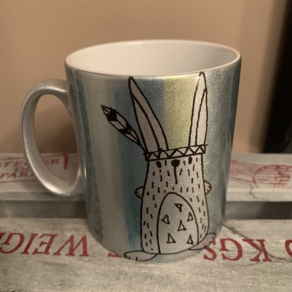 Keramiktasse metallic silber: Mittelfingermontag