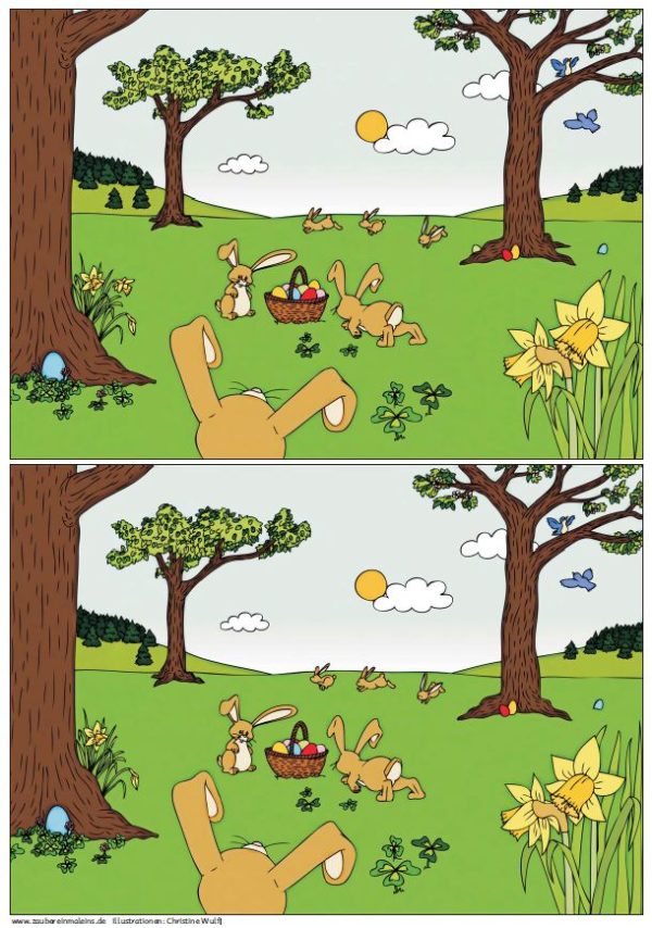 Fehlersuchbilder/Ausmalbilder Frühling und Ostern