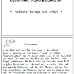 Steffi Lehmann: Lese- und Abschreibkartei "kirchliche Feiertage kurz erklärt"
