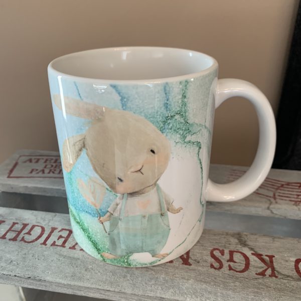 Keramiktasse Hochglanz: Hase und Maus
