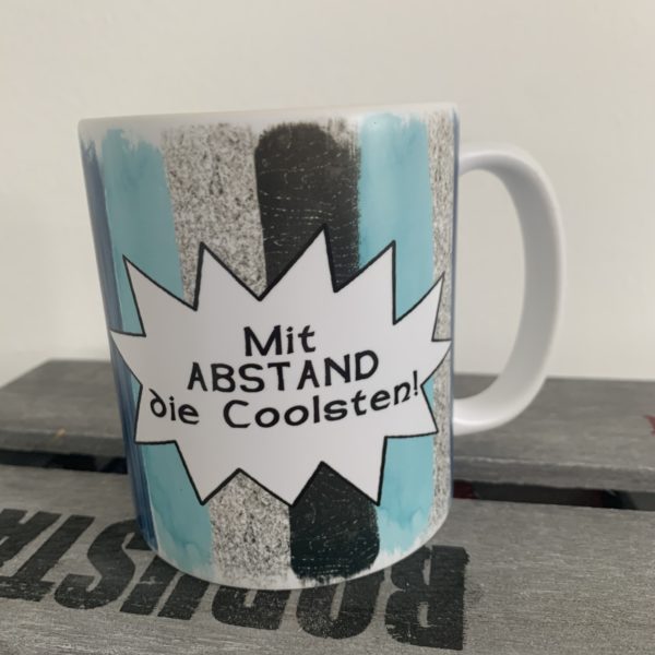 Keramiktasse satin: Mit ABSTAND die Coolsten  - Pinguin
