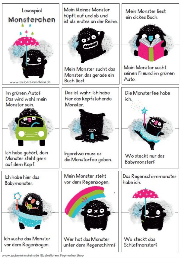 Lesespiel: Monsterchen / 26 Karten