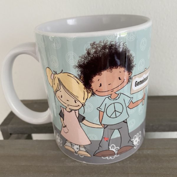 Keramiktasse Hochglanz: Du - ich - wir