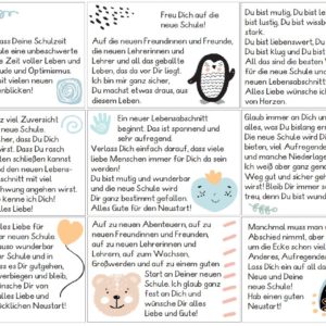 54 Grußkärtchen zum Schulwechsel