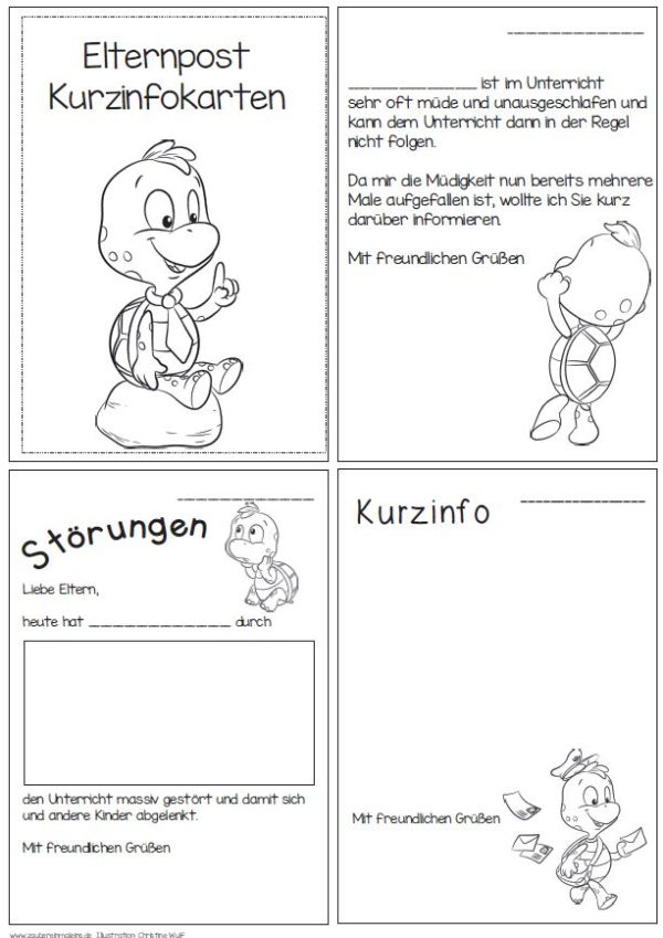 Eltern-Kurzinfokarten Schildkröten