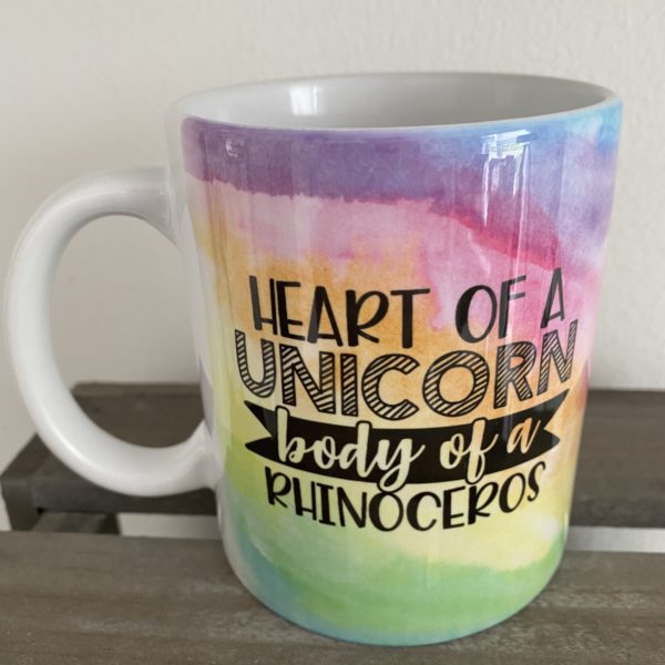 Keramiktasse Hochglanz: Im Herzen Einhorn