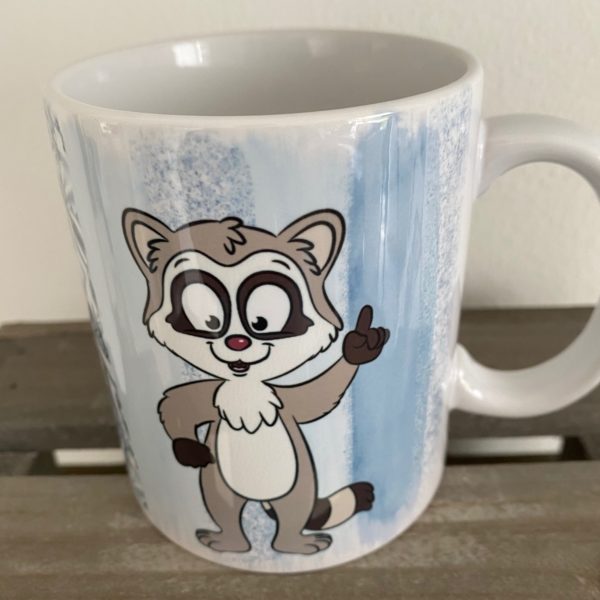 Keramiktasse Hochglanz: Waschbären
