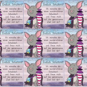 Endlich Schulkind! - Begrüßungskärtchen zur Einschulung mit 28 unterschiedlichen Maskottchen