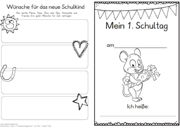 Erster Schultag – Hausaufgabenheftchen 2020 - Maus