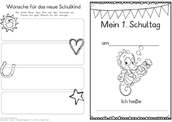 Erster Schultag – Hausaufgabenheftchen 2020 - Seepferdchen