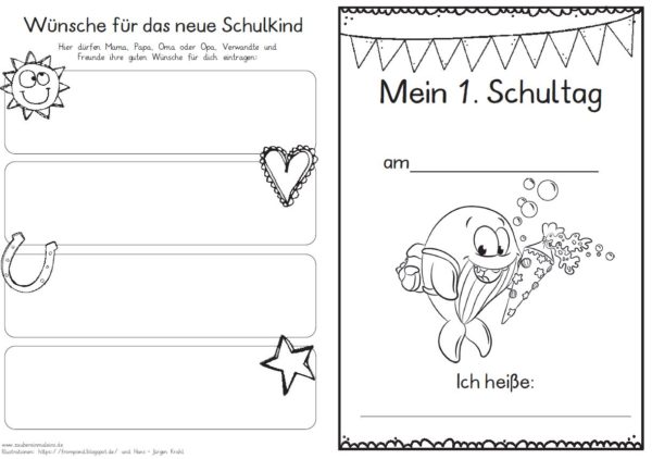 Erster Schultag – Hausaufgabenheftchen 2020 - Wal