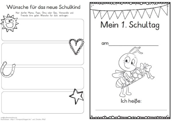 Erster Schultag – Hausaufgabenheftchen 2020 - Biene
