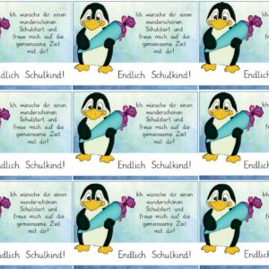 Endlich Schulkind! - Begrüßungskärtchen zur Einschulung mit 21 unterschiedlichen Maskottchen