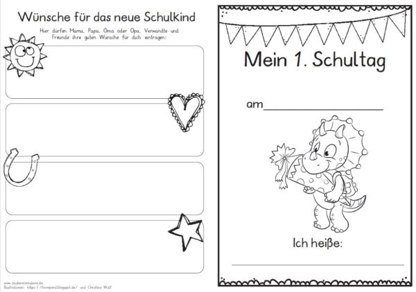 Erster Schultag – Hausaufgabenheftchen 2020 - Dino