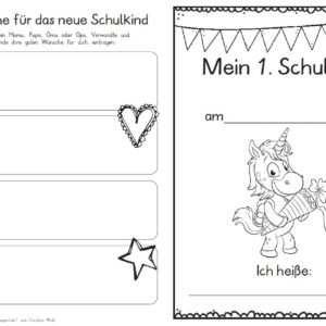 Erster Schultag – Hausaufgabenheftchen 2020 - Einhorn