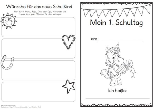 Erster Schultag – Hausaufgabenheftchen 2020 - Einhorn