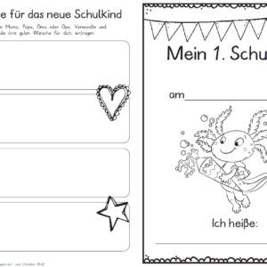 Erster Schultag – Hausaufgabenheftchen 2020 - Axolotl