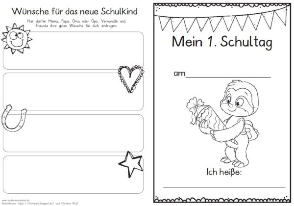 Erster Schultag – Hausaufgabenheftchen 2020 - Faultier