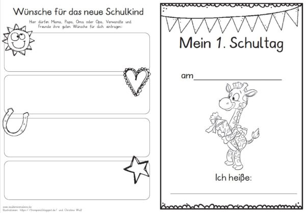 Erster Schultag – Hausaufgabenheftchen 2020 - Giraffe 2