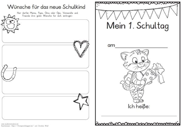 Erster Schultag – Hausaufgabenheftchen 2020 - Katze