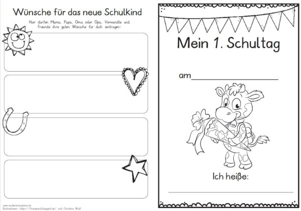 Erster Schultag – Hausaufgabenheftchen 2020 - Kuh