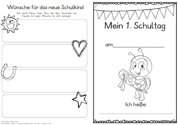 Erster Schultag – Hausaufgabenheftchen 2020 - Marienkäfer
