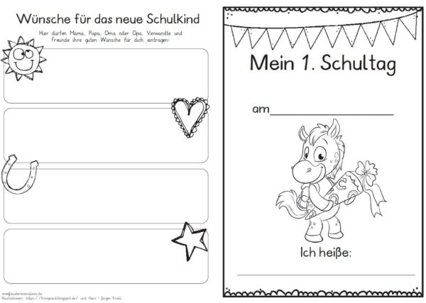 Erster Schultag – Hausaufgabenheftchen 2020 - Pferd
